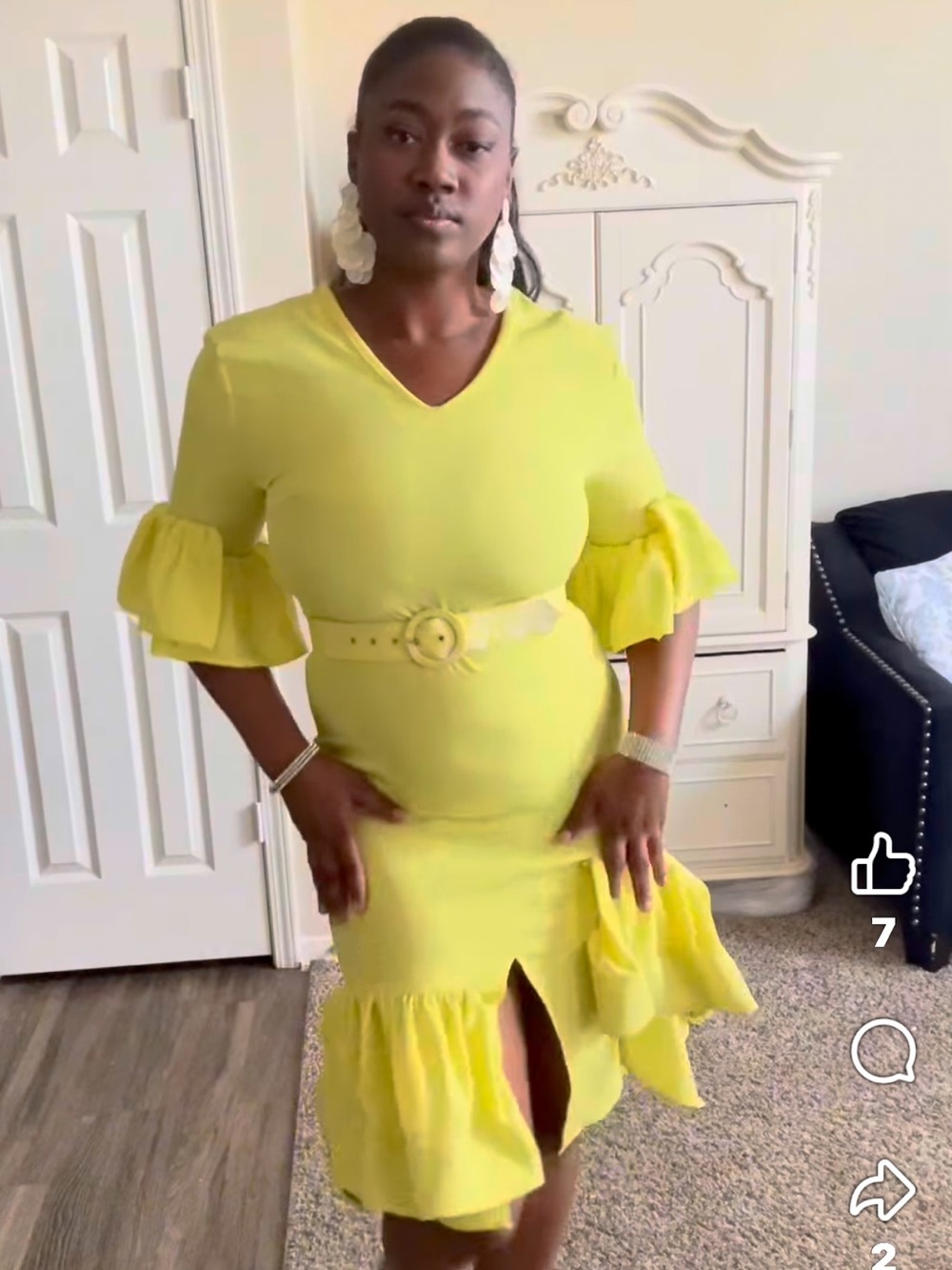 Acne Studio Yellow Ruffle Dress